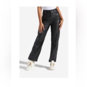 SHOE DAZZLE Black Faux Leather Wide Leg Pant Size Small